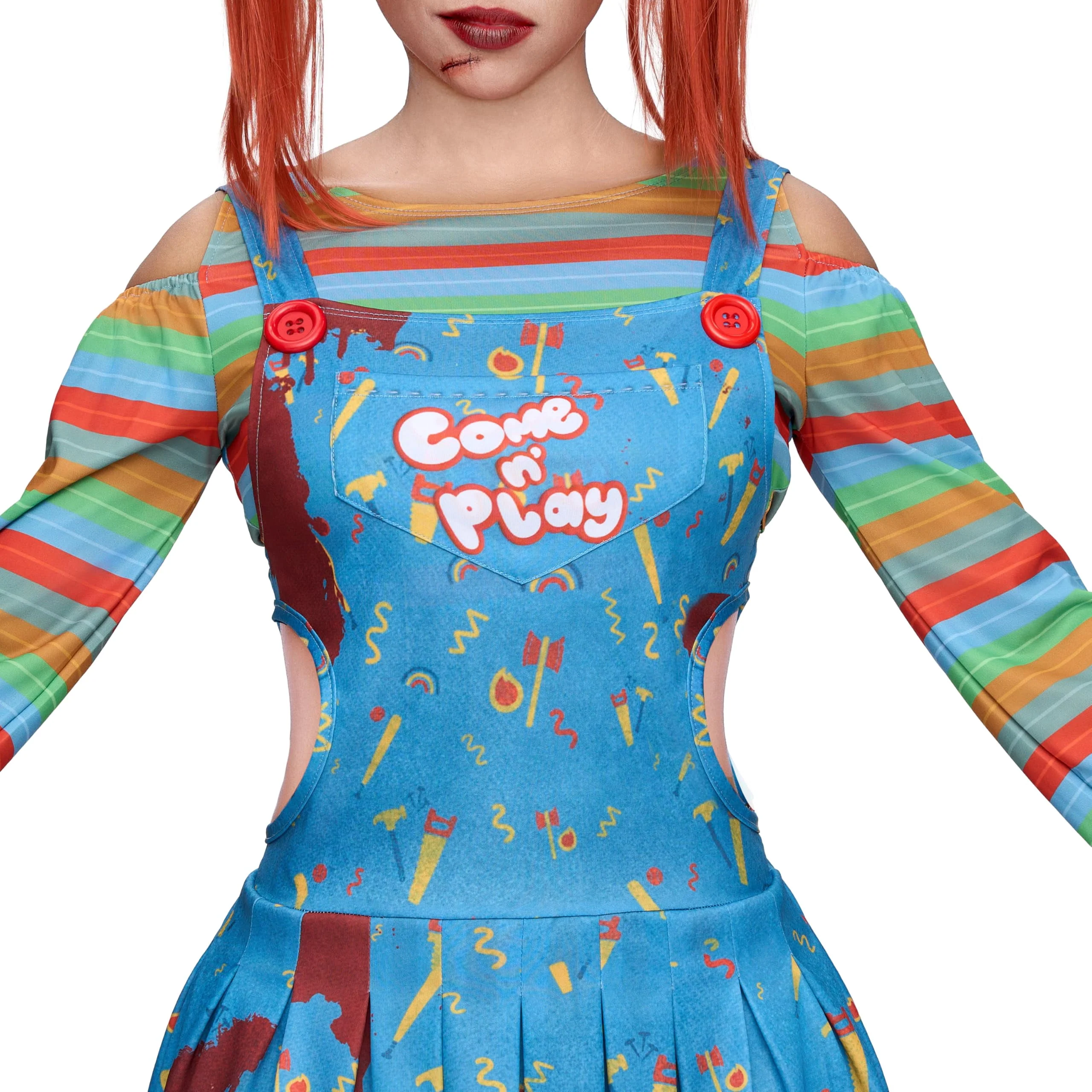 Joyfy Creepy Doll Costume for Women, Family Matching Killer Doll Costume for Halloween Fancy Dress up Cosplay - Image 6