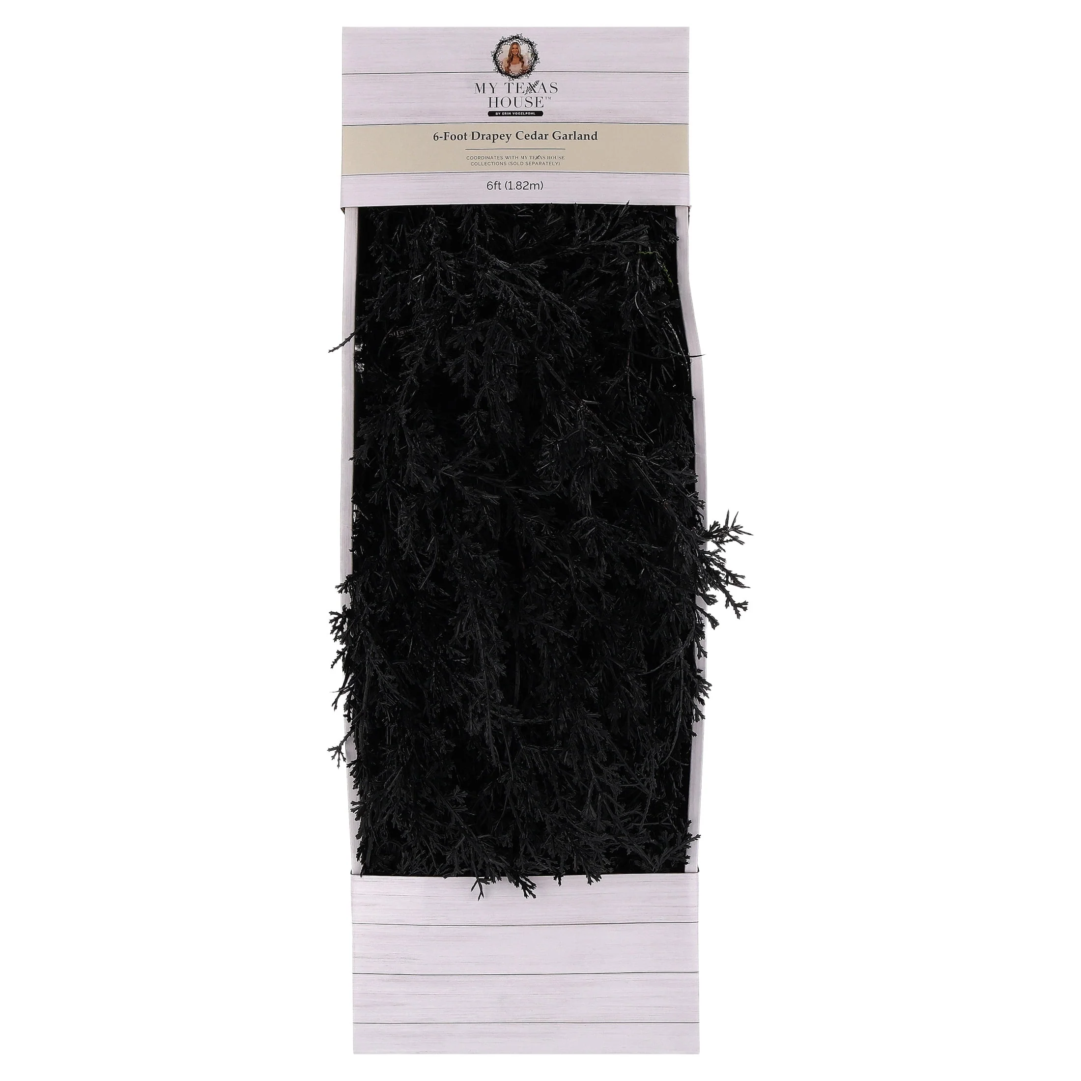 My Texas House Halloween Drapey Faux Cedar Garland, Black, 6' - Image 2