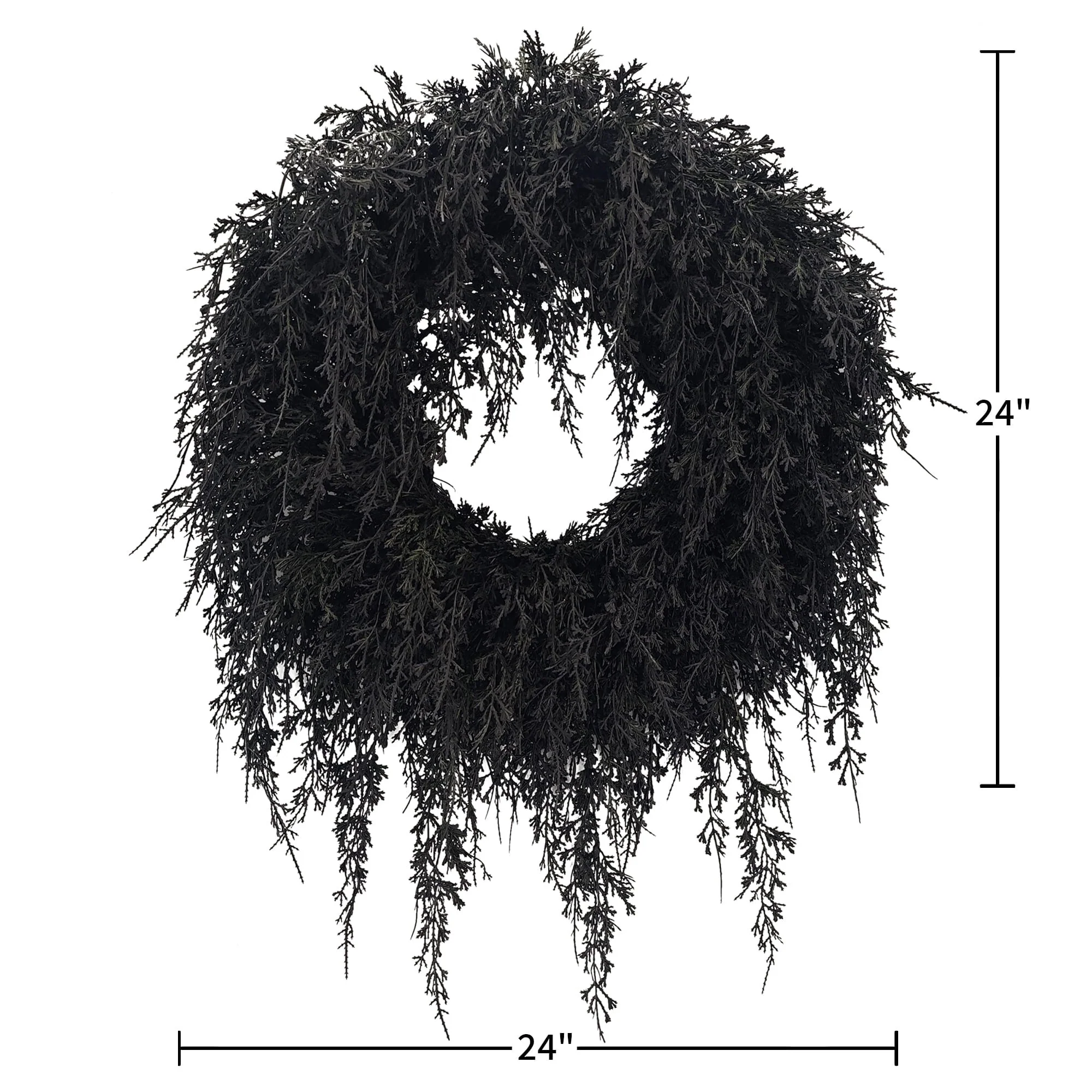 My Texas House Halloween Drapey Faux Cedar Wreath, Black, 24" - Image 3