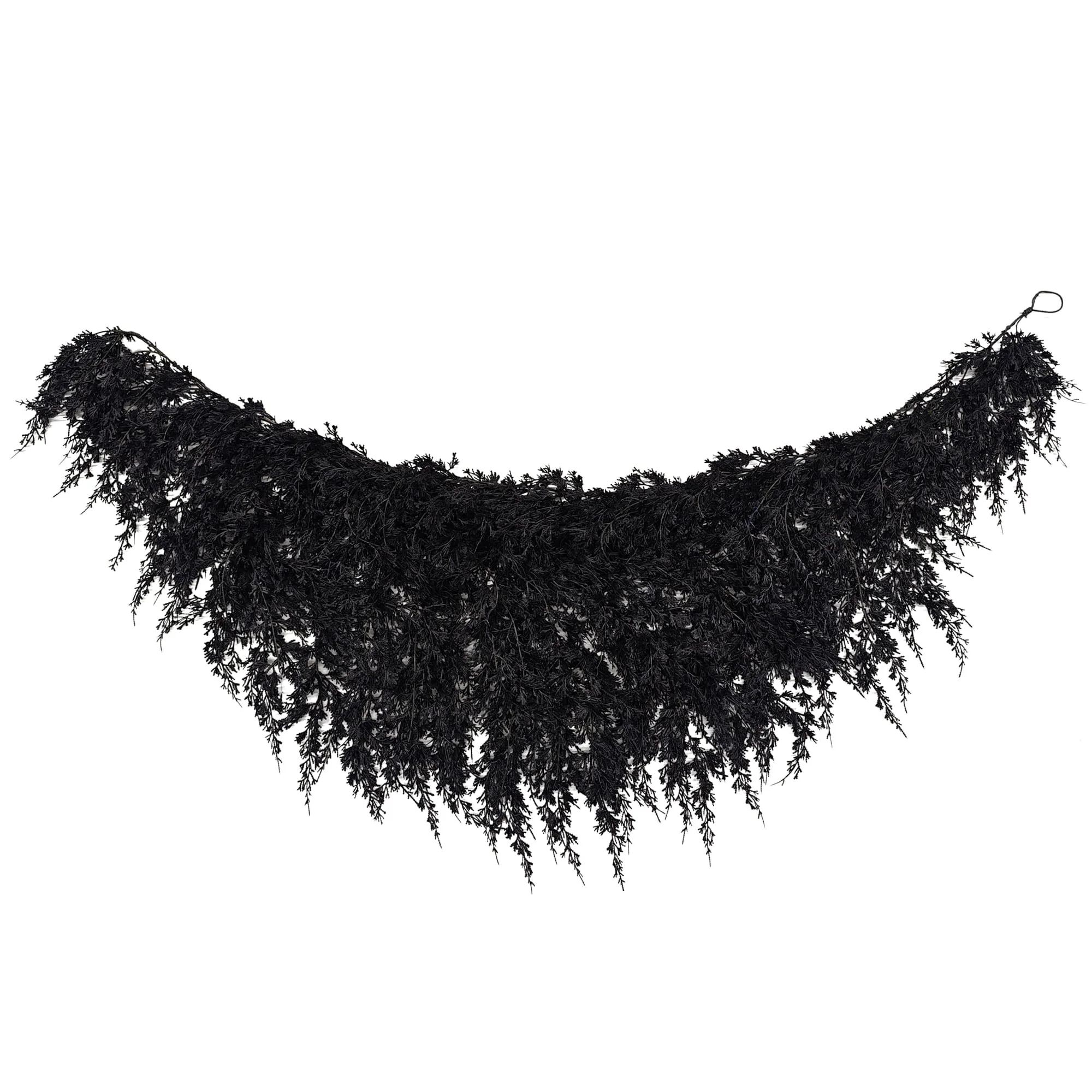 My Texas House Halloween Drapey Faux Cedar Garland, Black, 6'